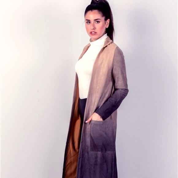 Palm Beach Boutique Sweaters - KHAKI OMBRE LONG SLEEVES CARDIGAN SWEATER